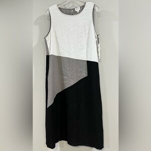 For Cynthia - L, Asymmetrical Black and Gray Dress, linen blend, NWT